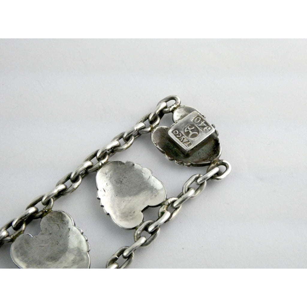 Hector Aquilar 940 Sterling Silver Medallion Link Bracelet Mexico 6 3/8 Inches