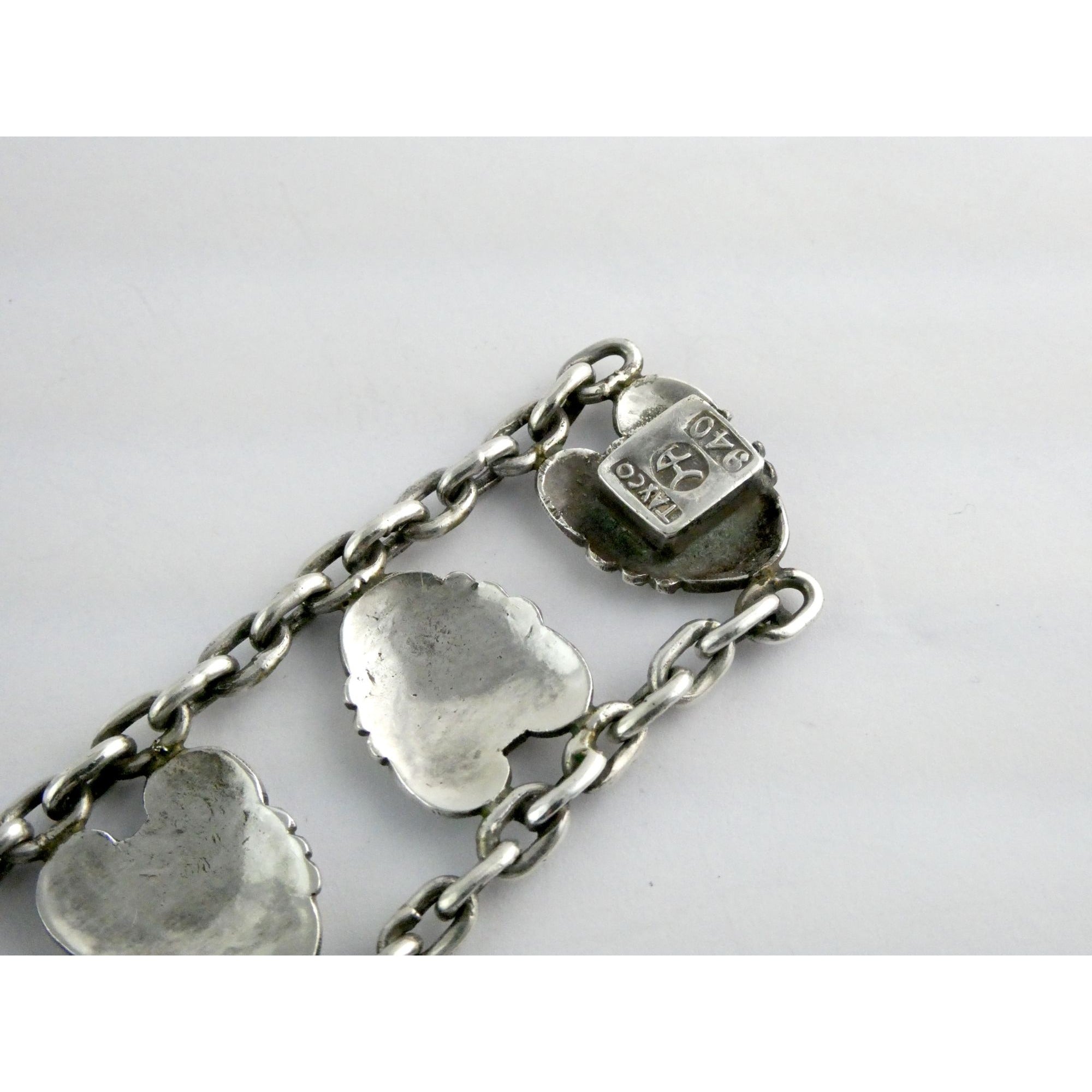 Hector Aquilar 940 Sterling Silver Medallion Link Bracelet Mexico 6 3/8 Inches
