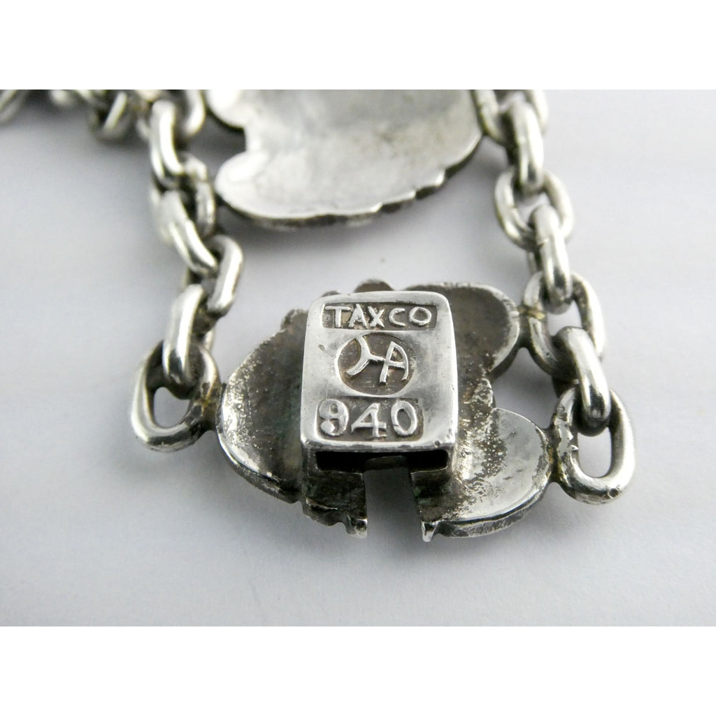 Hector Aquilar 940 Sterling Silver Medallion Link Bracelet Mexico 6 3/8 Inches