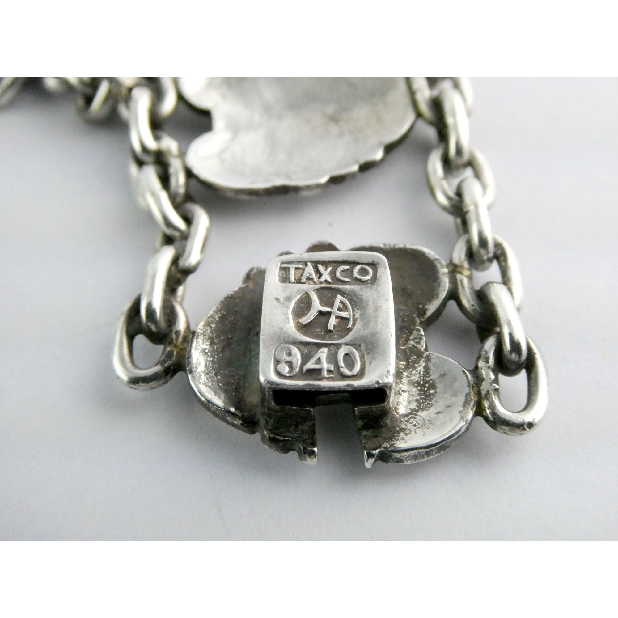 Hector Aquilar 940 Sterling Silver Medallion Link Bracelet Mexico 6 3/8 Inches