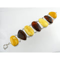 Polish Sterling Silver Multicolor Amber Bracelet Egg Yolk Orange Colors 7.75 In