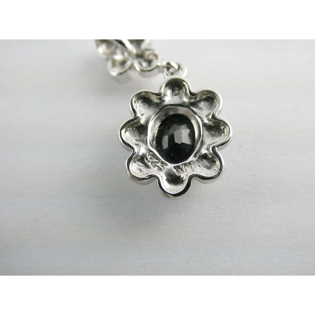 WM Sterling Silver Natural Dark Blue Sapphire and Diamond Accent Pendant 2g 25mm