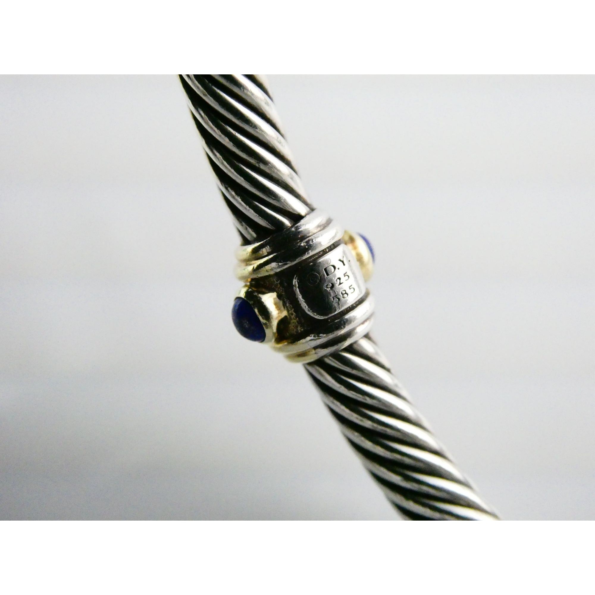 David Yurman Sterling Silver 14k Gold Blue Topaz and Lapis Renaissance Bracelet