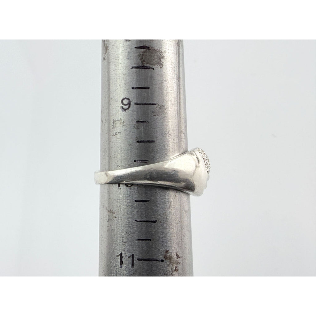 Designer Sterling Silver Lab Created Diamond Overlapping Ring Size 10 5.7 Grams