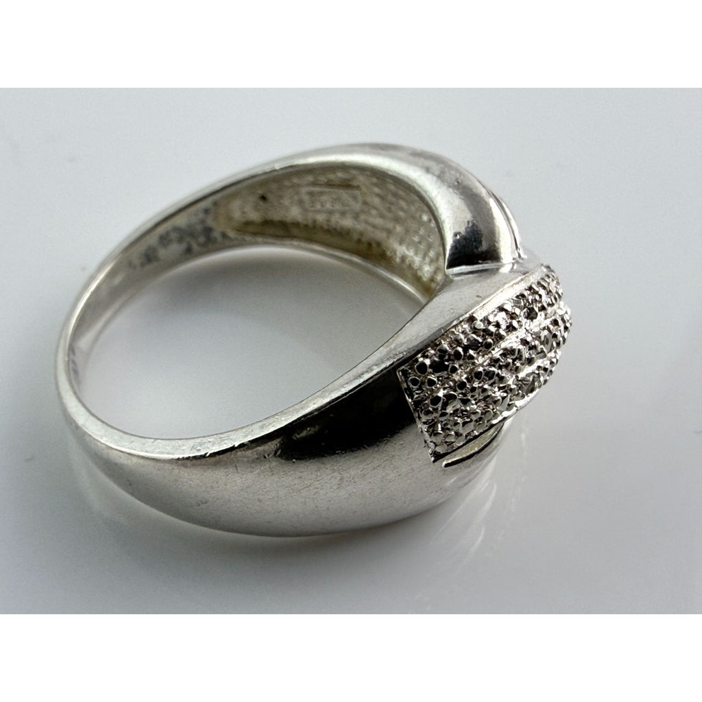 Designer Sterling Silver Lab Created Diamond Overlapping Ring Size 10 5.7 Grams
