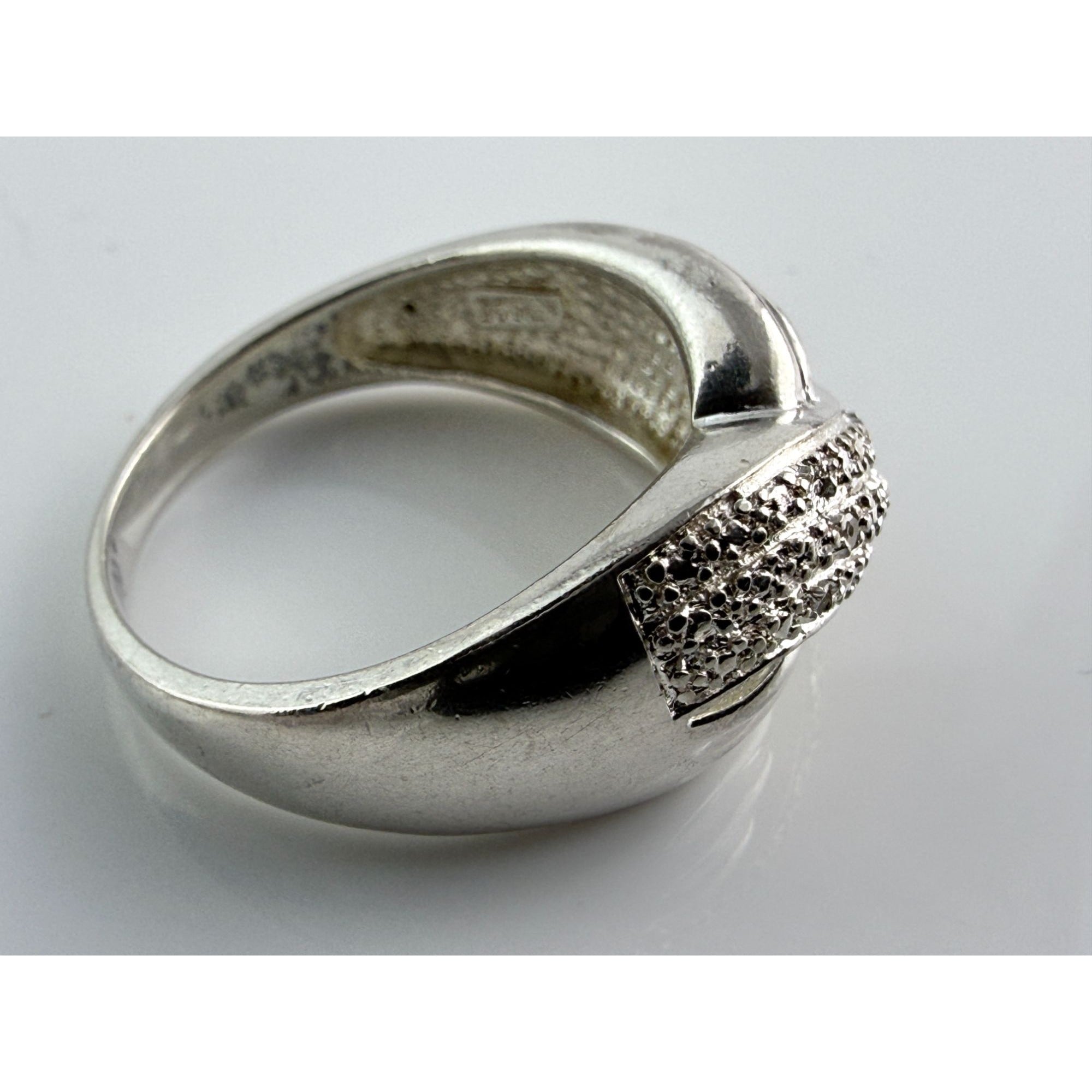 Designer Sterling Silver Lab Created Diamond Overlapping Ring Size 10 5.7 Grams