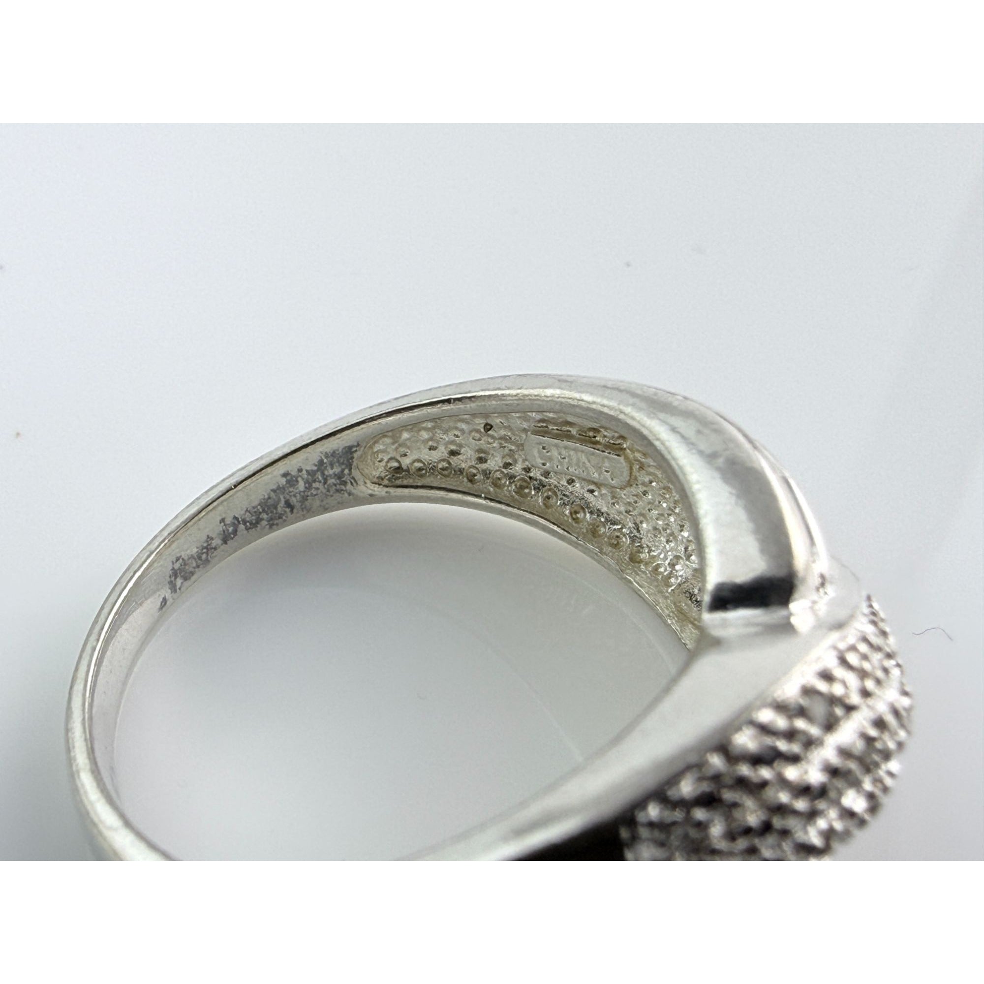 Designer Sterling Silver Lab Created Diamond Overlapping Ring Size 10 5.7 Grams