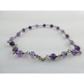 Sterling Silver Amethyst Beaded Chain Bracelet 925 8.25 Inches 4.1 Grams