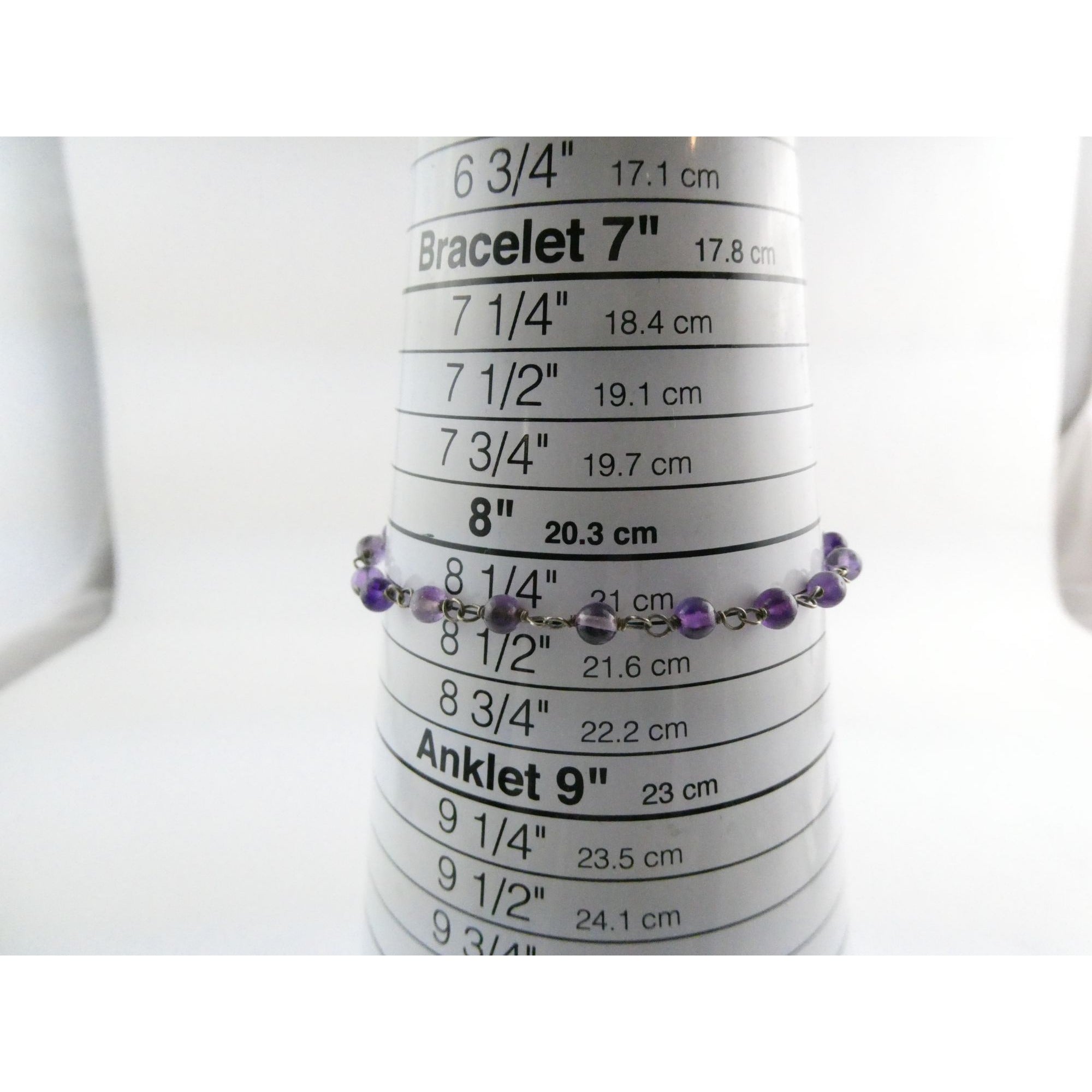 Sterling Silver Amethyst Beaded Chain Bracelet 925 8.25 Inches 4.1 Grams