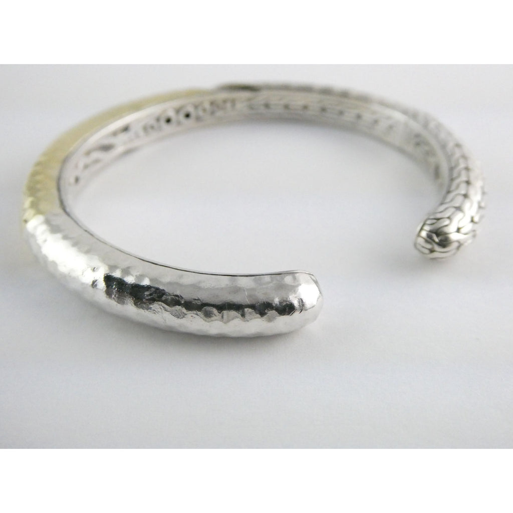John Hardy Sterling Silver Classic Chain 1/3 18k Natural Diamond Cuff Bracelet