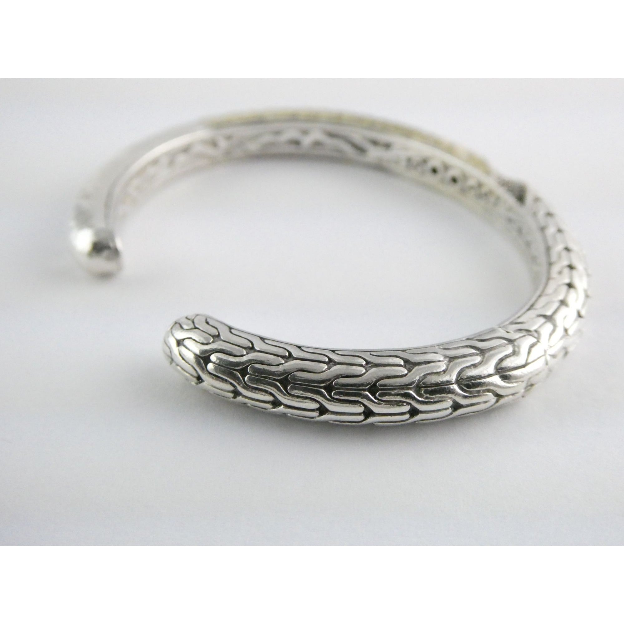 John Hardy Sterling Silver Classic Chain 1/3 18k Natural Diamond Cuff Bracelet