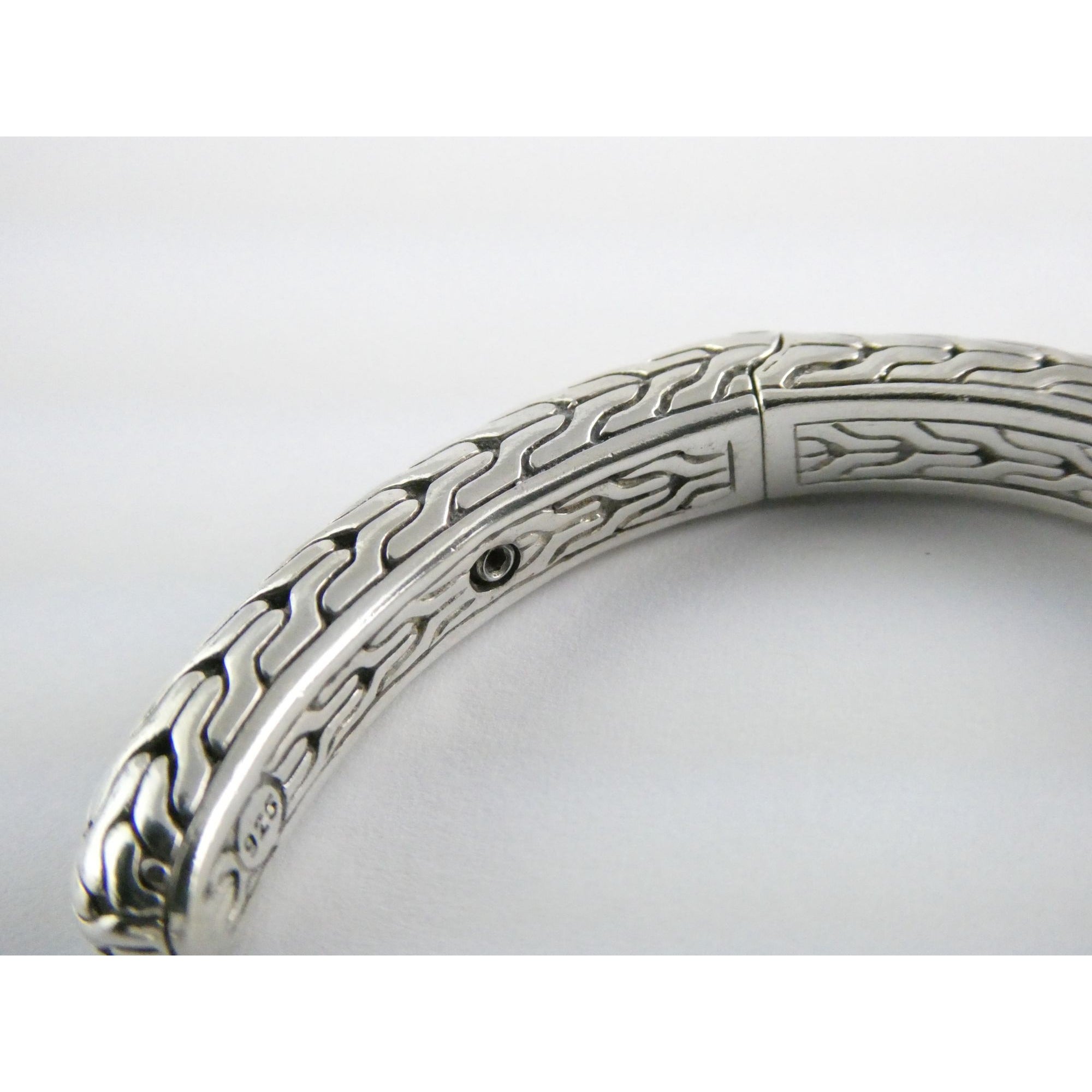John Hardy Sterling Silver Classic Chain 1/3 18k Natural Diamond Cuff Bracelet