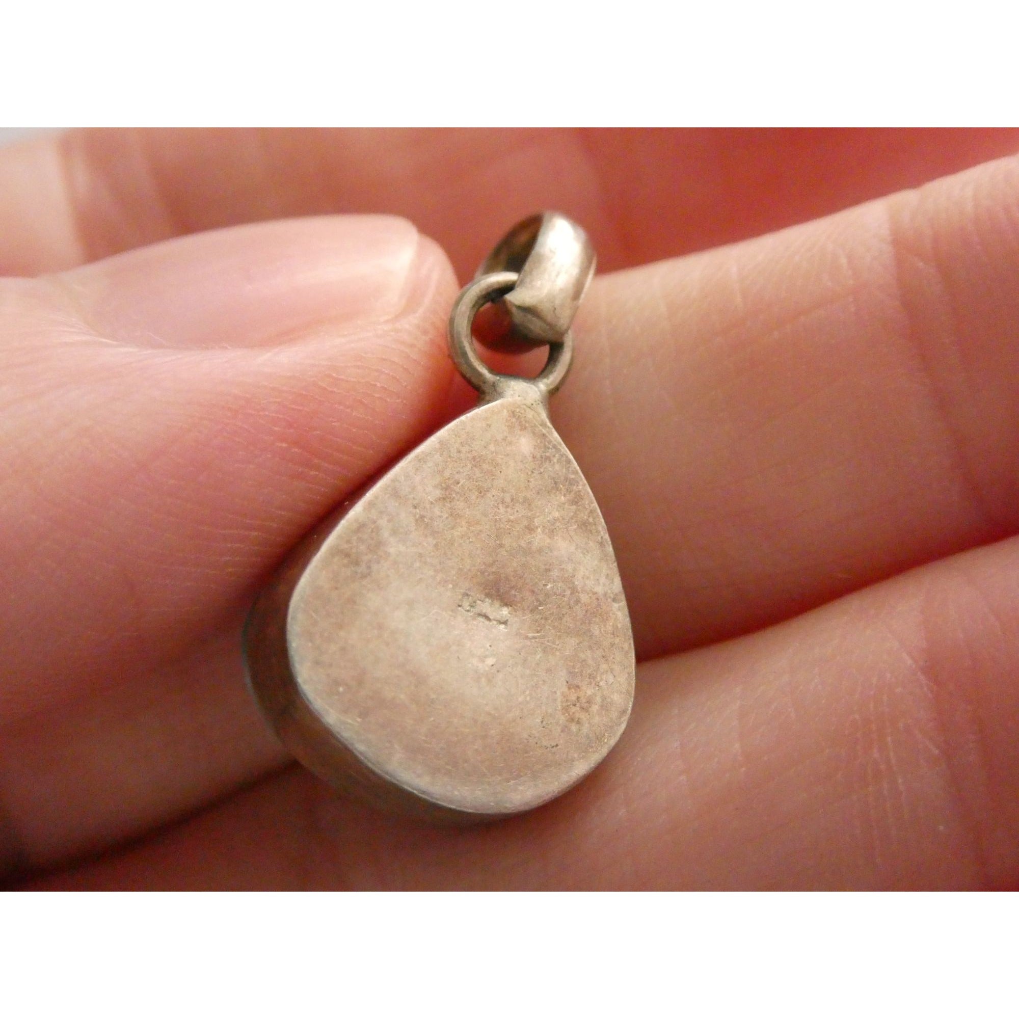 Sterling Silver Larimar Teardrop Cabochon Pendant 4.7g 925 25mm Total Length