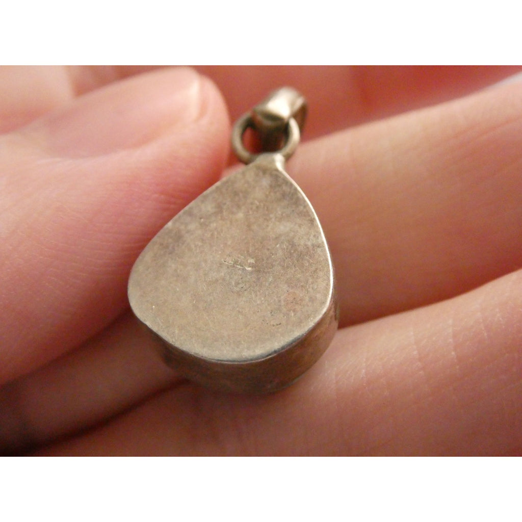 Sterling Silver Larimar Teardrop Cabochon Pendant 4.7g 925 25mm Total Length