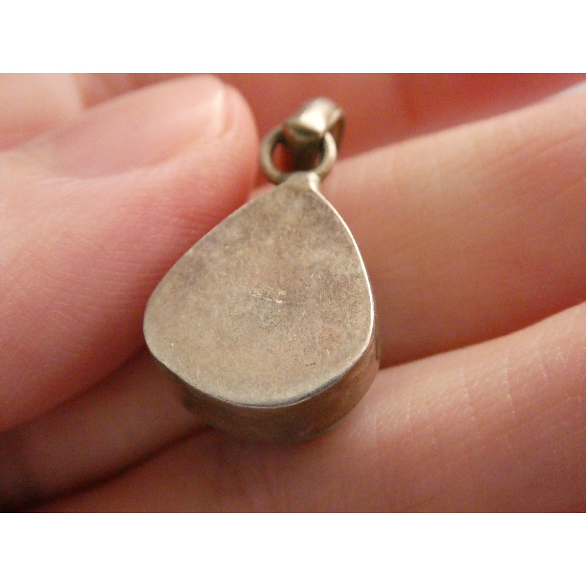 Sterling Silver Larimar Teardrop Cabochon Pendant 4.7g 925 25mm Total Length