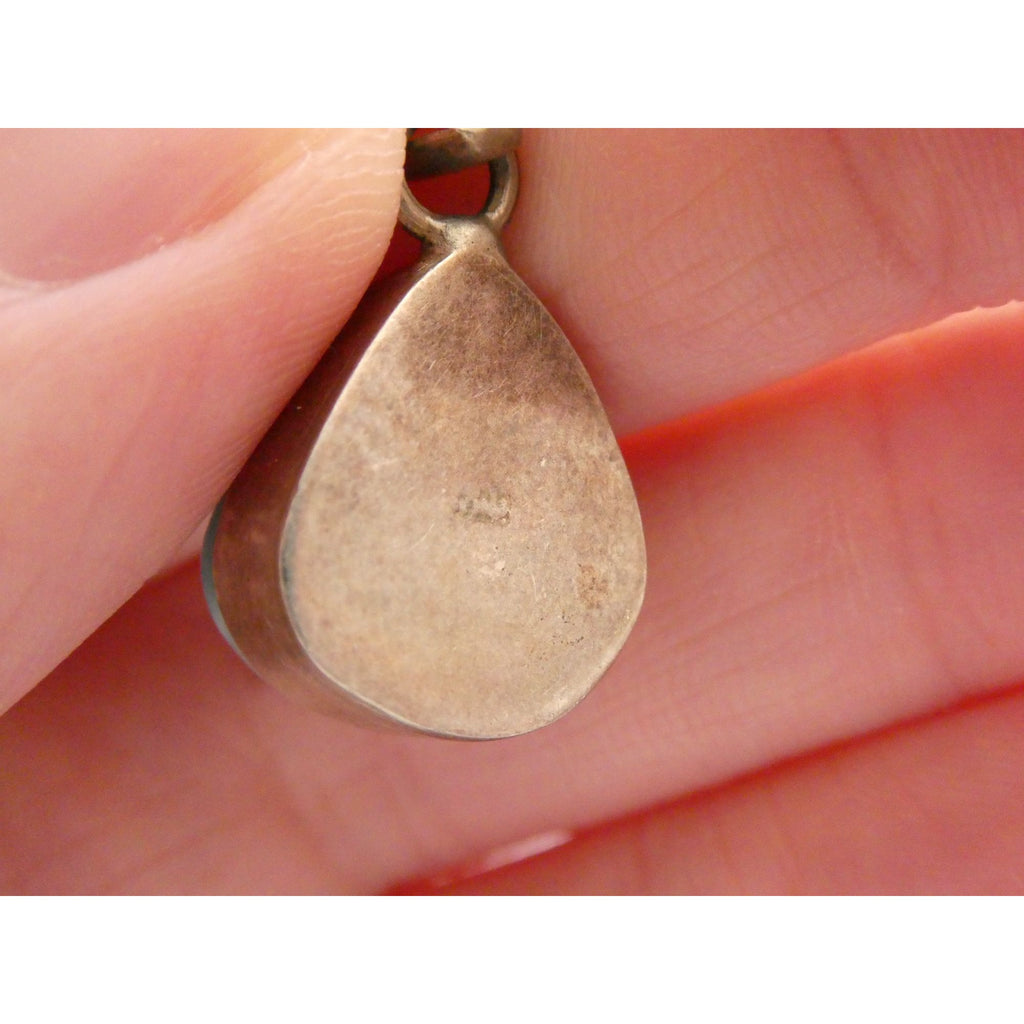 Sterling Silver Larimar Teardrop Cabochon Pendant 4.7g 925 25mm Total Length
