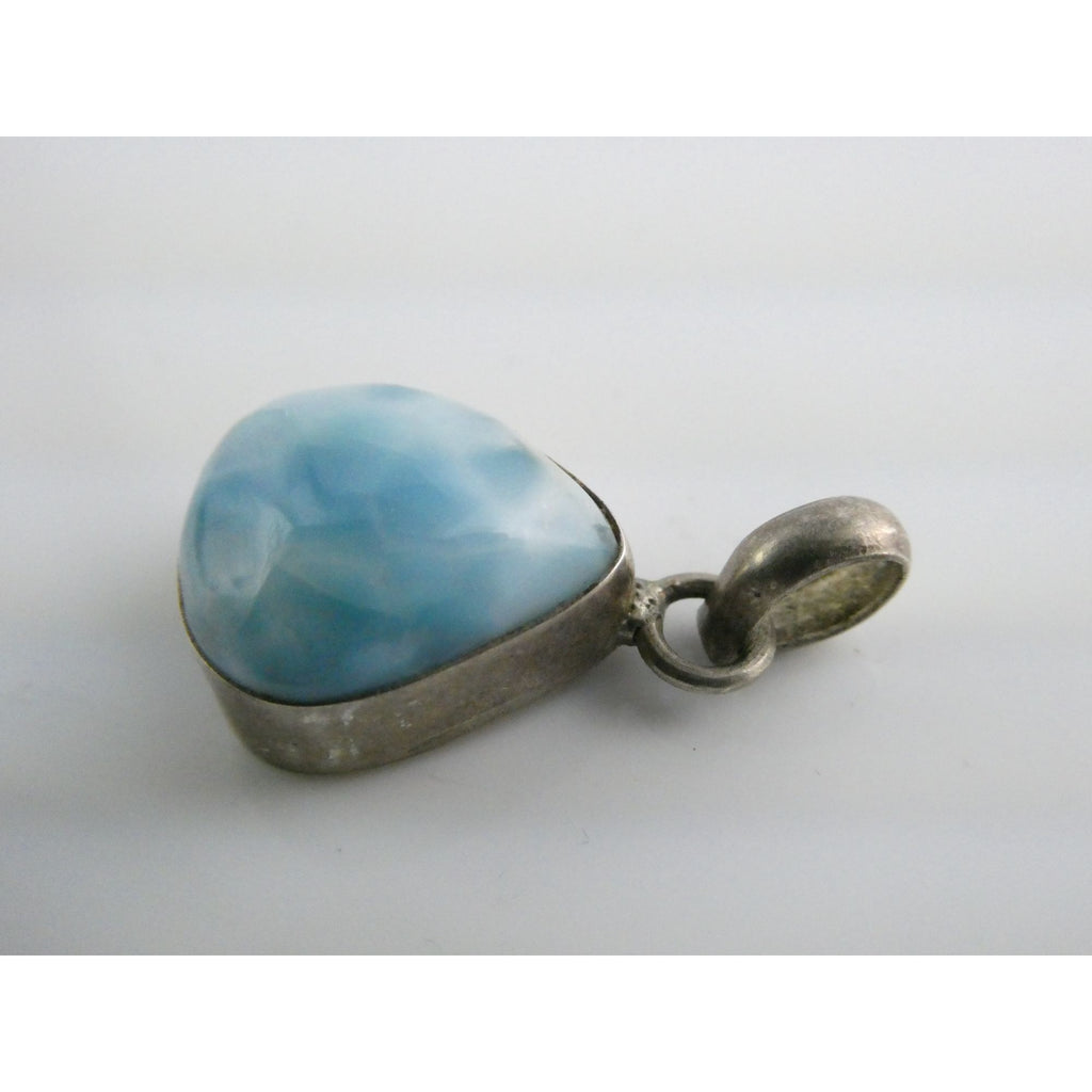 Sterling Silver Larimar Teardrop Cabochon Pendant 4.7g 925 25mm Total Length