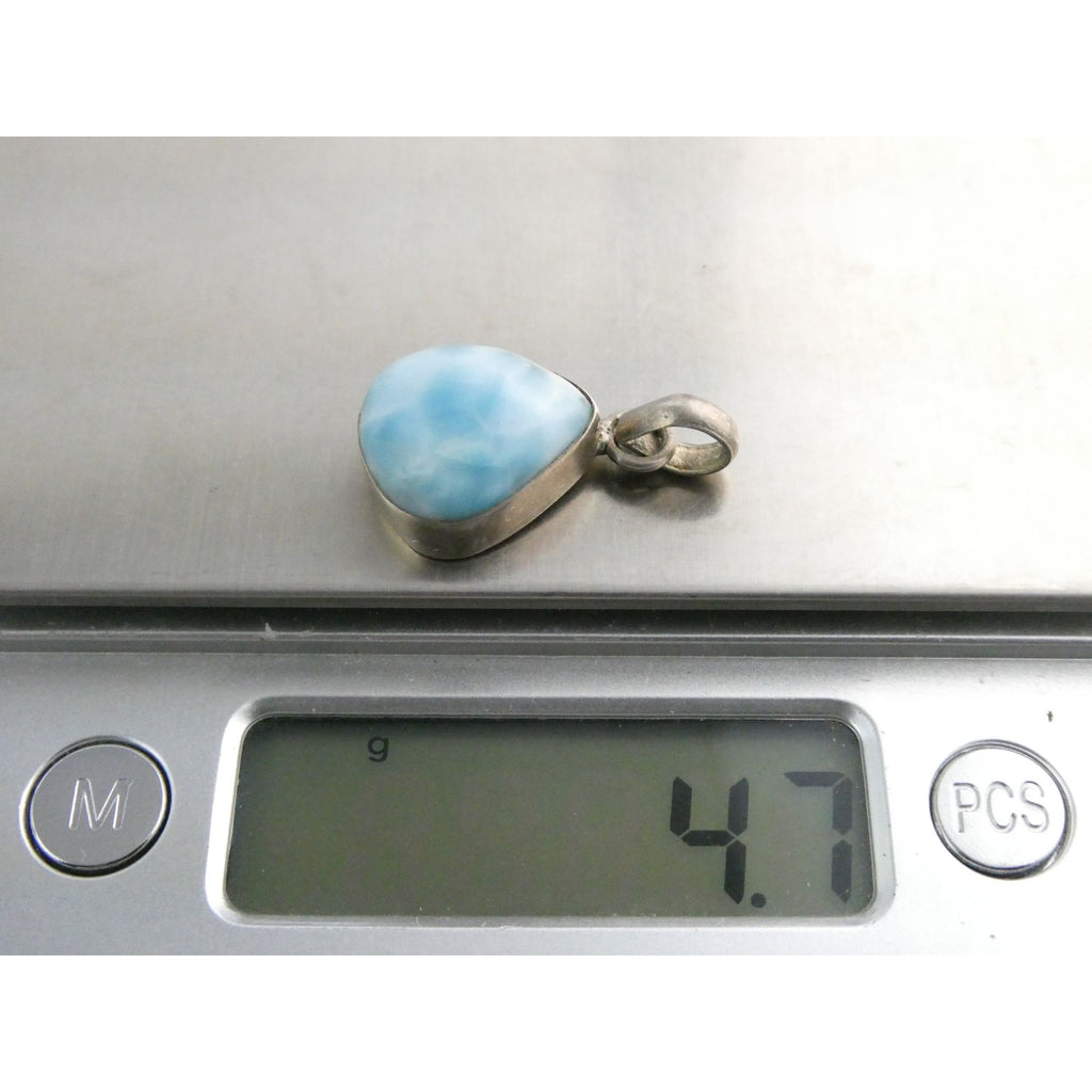 Sterling Silver Larimar Teardrop Cabochon Pendant 4.7g 925 25mm Total Length