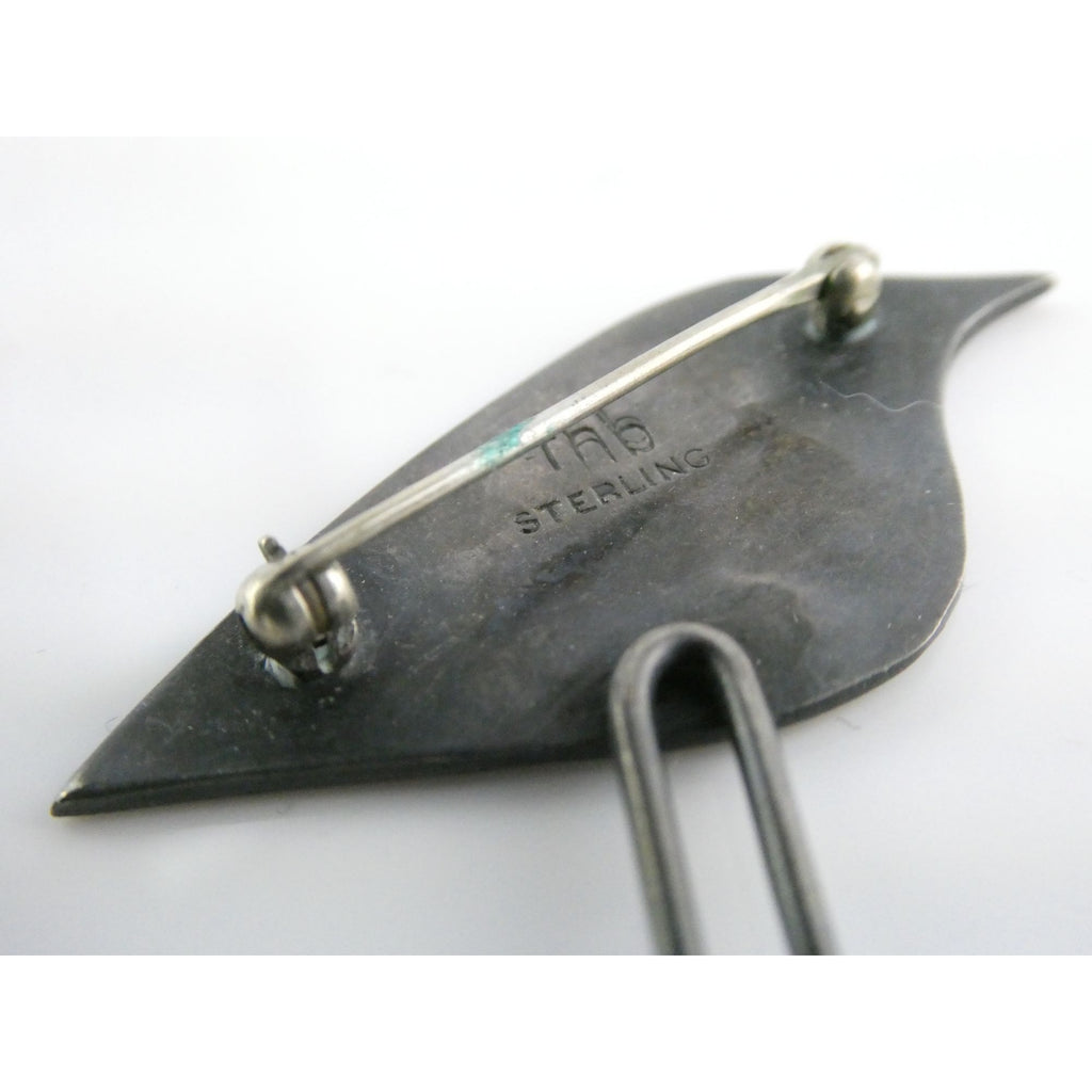 Vintage MCM Frances Holmes Boothby Sterling Silver Bird Pin FHB 5.1g 1.5In Width
