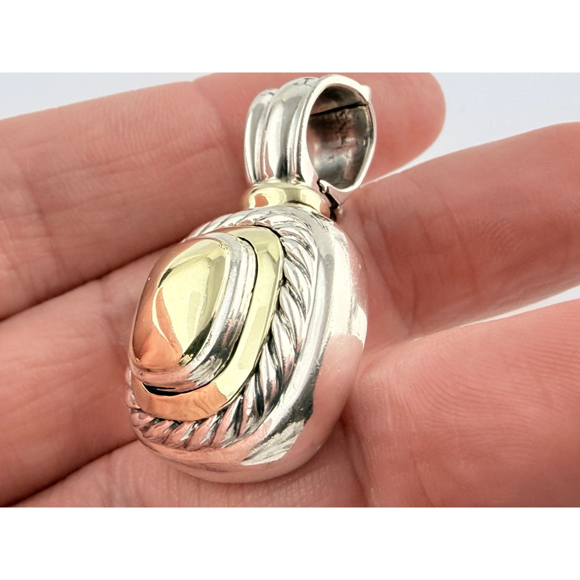 David Yurman Sterling Silver 14K Yellow Gold Albion Pendant Enhancer 19g 38mm