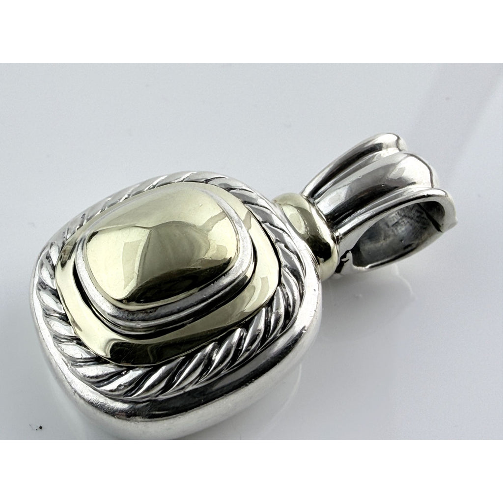 David Yurman Sterling Silver 14K Yellow Gold Albion Pendant Enhancer 19g 38mm