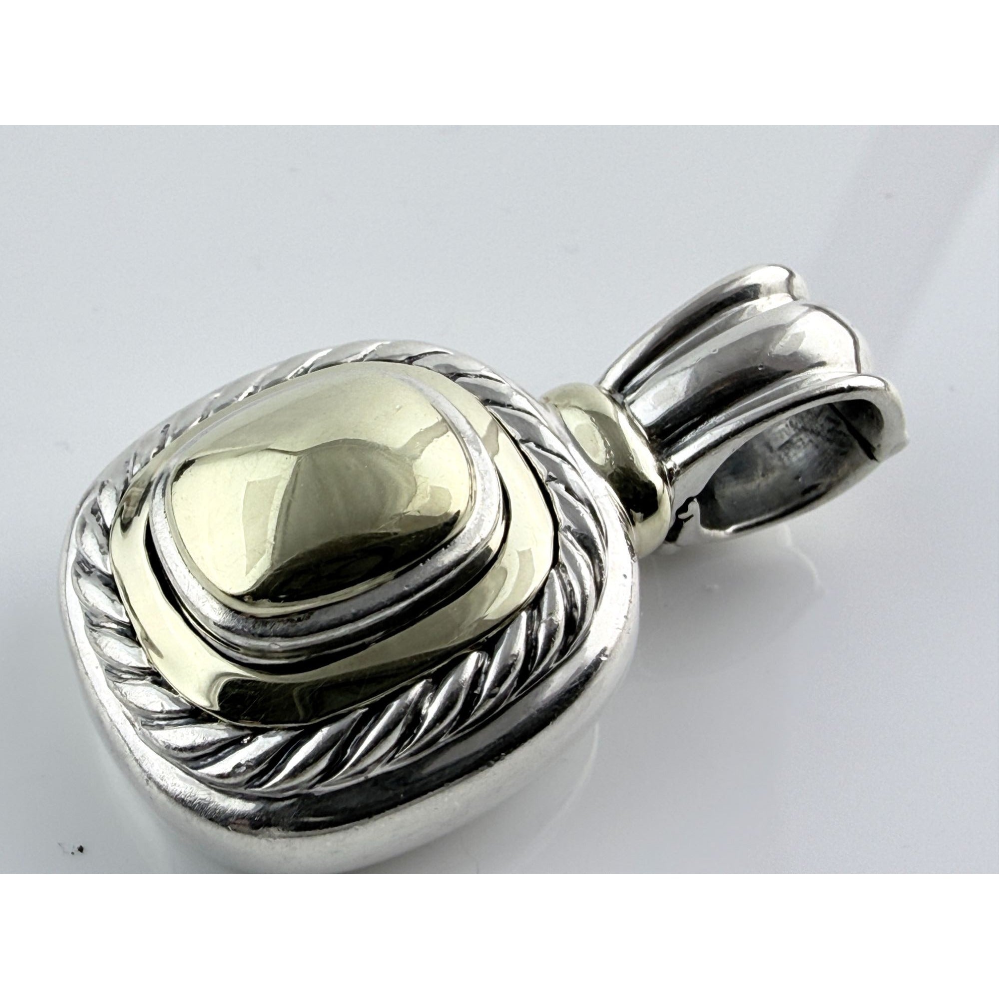 David Yurman Sterling Silver 14K Yellow Gold Albion Pendant Enhancer 19g 38mm