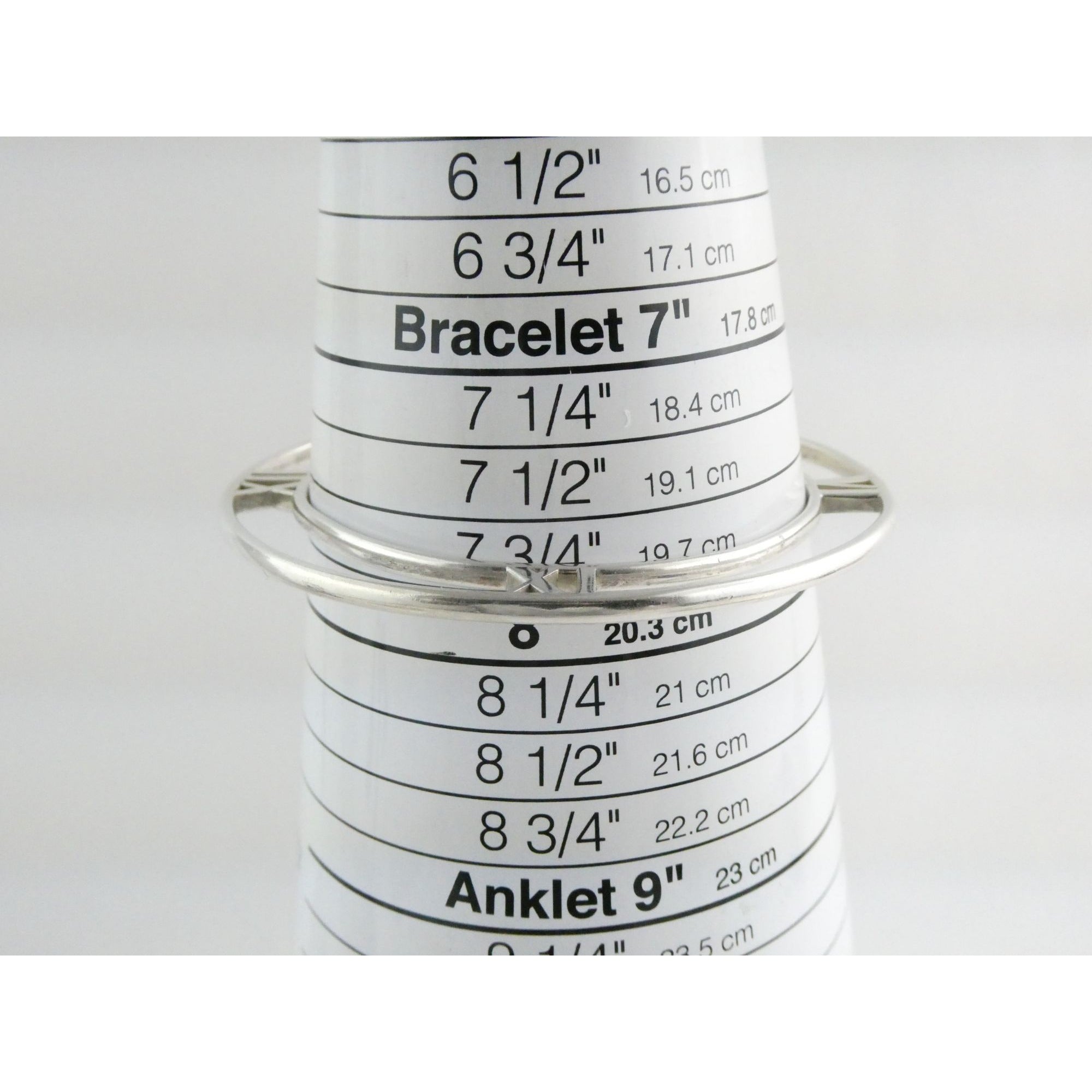 Tiffany and Co Atlas Sterling Silver Roman Numerals Flat Bangle Bracelet 7.75 In