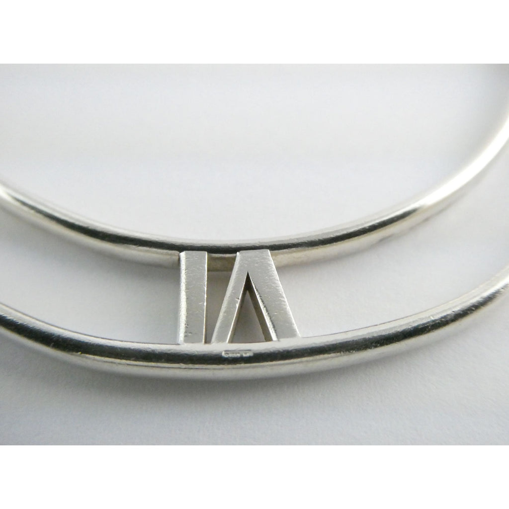 Tiffany and Co Atlas Sterling Silver Roman Numerals Flat Bangle Bracelet 7.75 In
