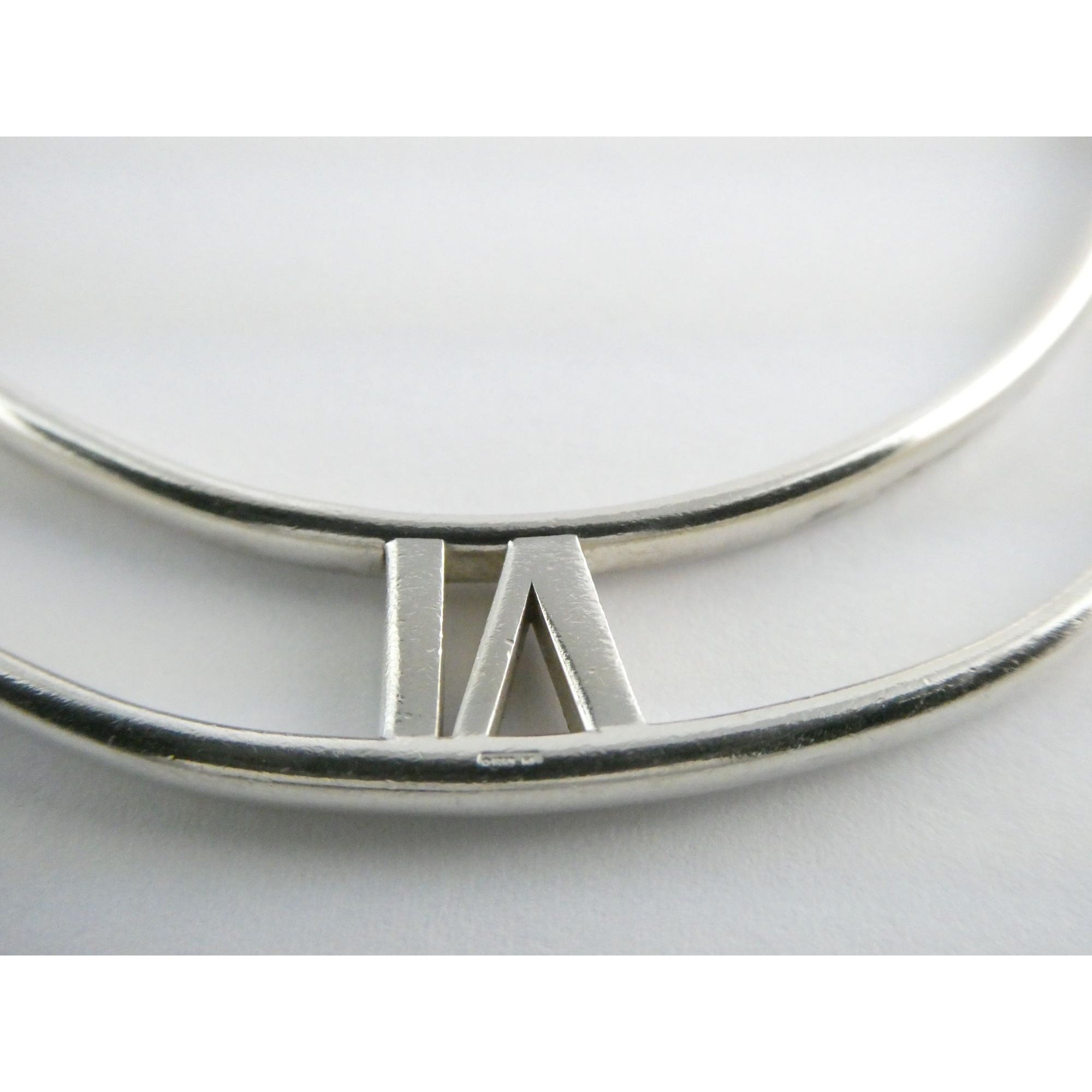 Tiffany and Co Atlas Sterling Silver Roman Numerals Flat Bangle Bracelet 7.75 In