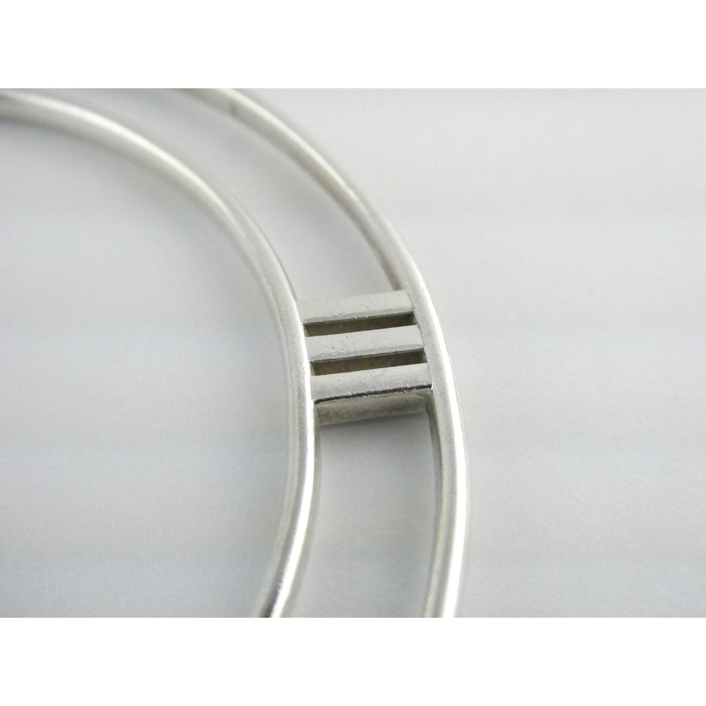 Tiffany and Co Atlas Sterling Silver Roman Numerals Flat Bangle Bracelet 7.75 In