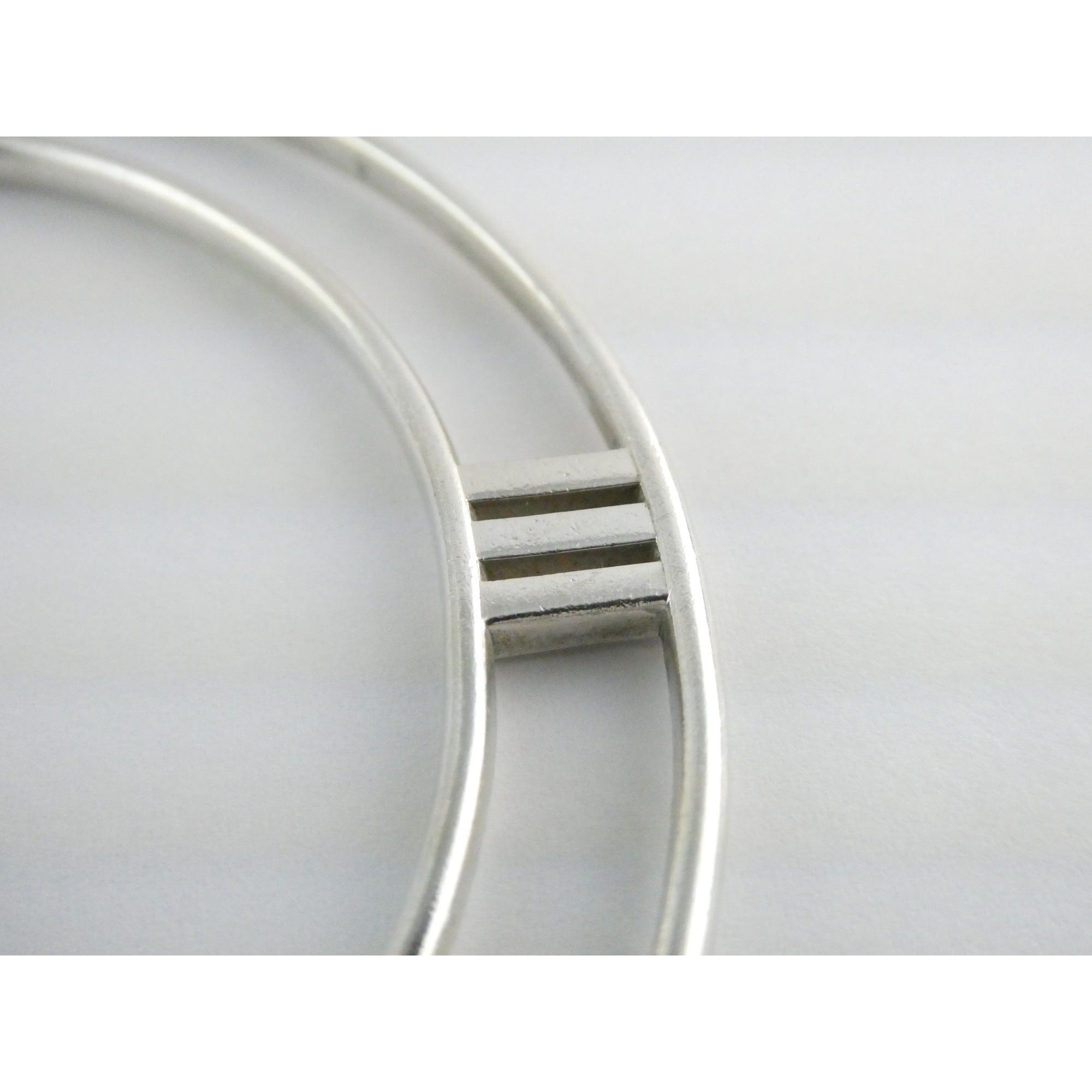 Tiffany and Co Atlas Sterling Silver Roman Numerals Flat Bangle Bracelet 7.75 In