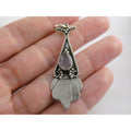 Vintage Sterling Silver Pale Amethyst Cabochon Long Pendant 4.9g 2.25 Inch Long