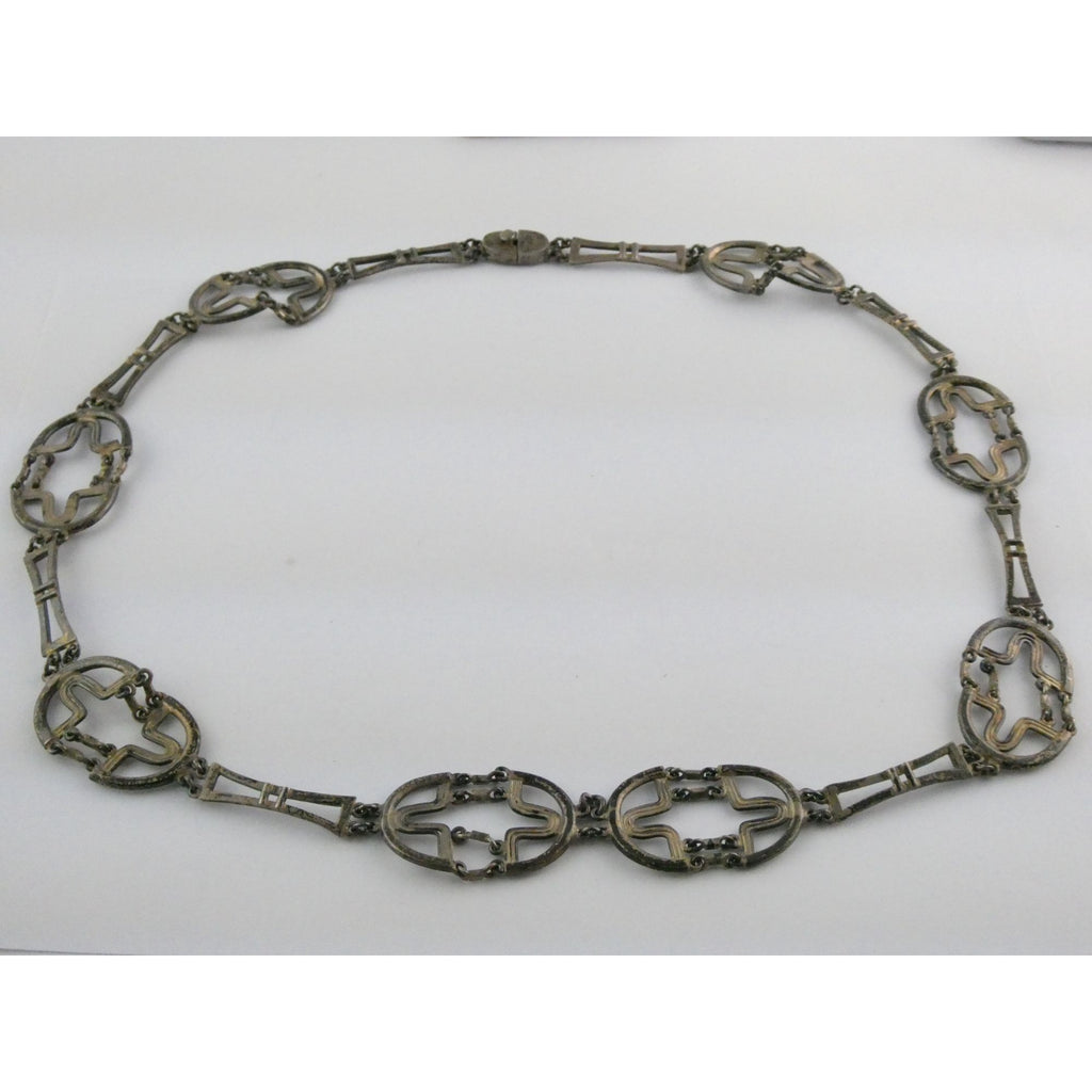 Erika Hult De Corral RIC Mexico Sterling Silver Geometric Statement Necklace 97g
