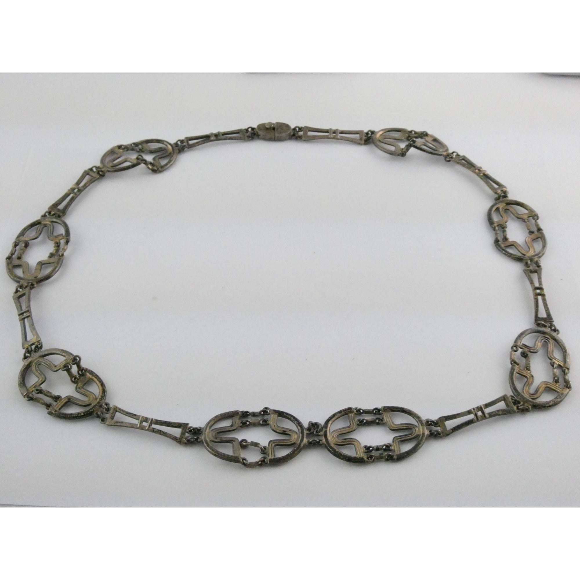 Erika Hult De Corral RIC Mexico Sterling Silver Geometric Statement Necklace 97g