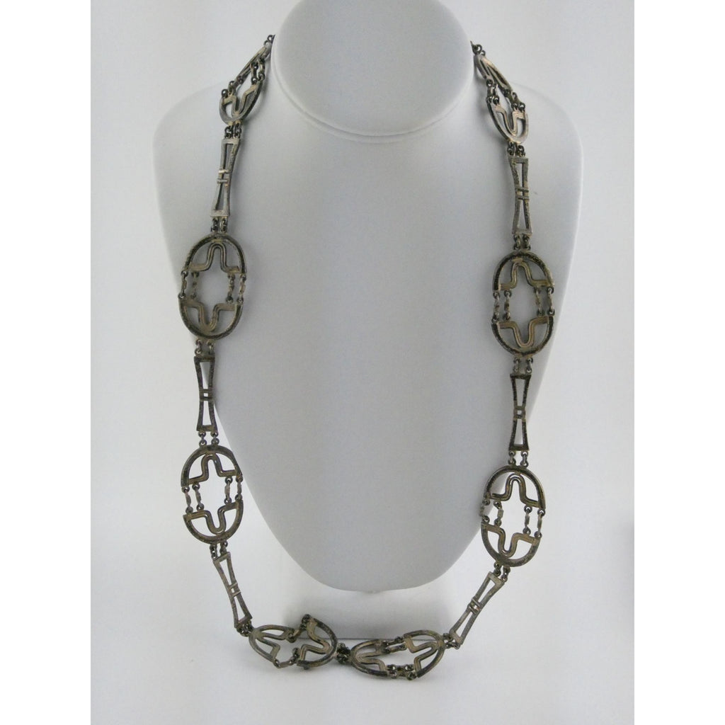 Erika Hult De Corral RIC Mexico Sterling Silver Geometric Statement Necklace 97g