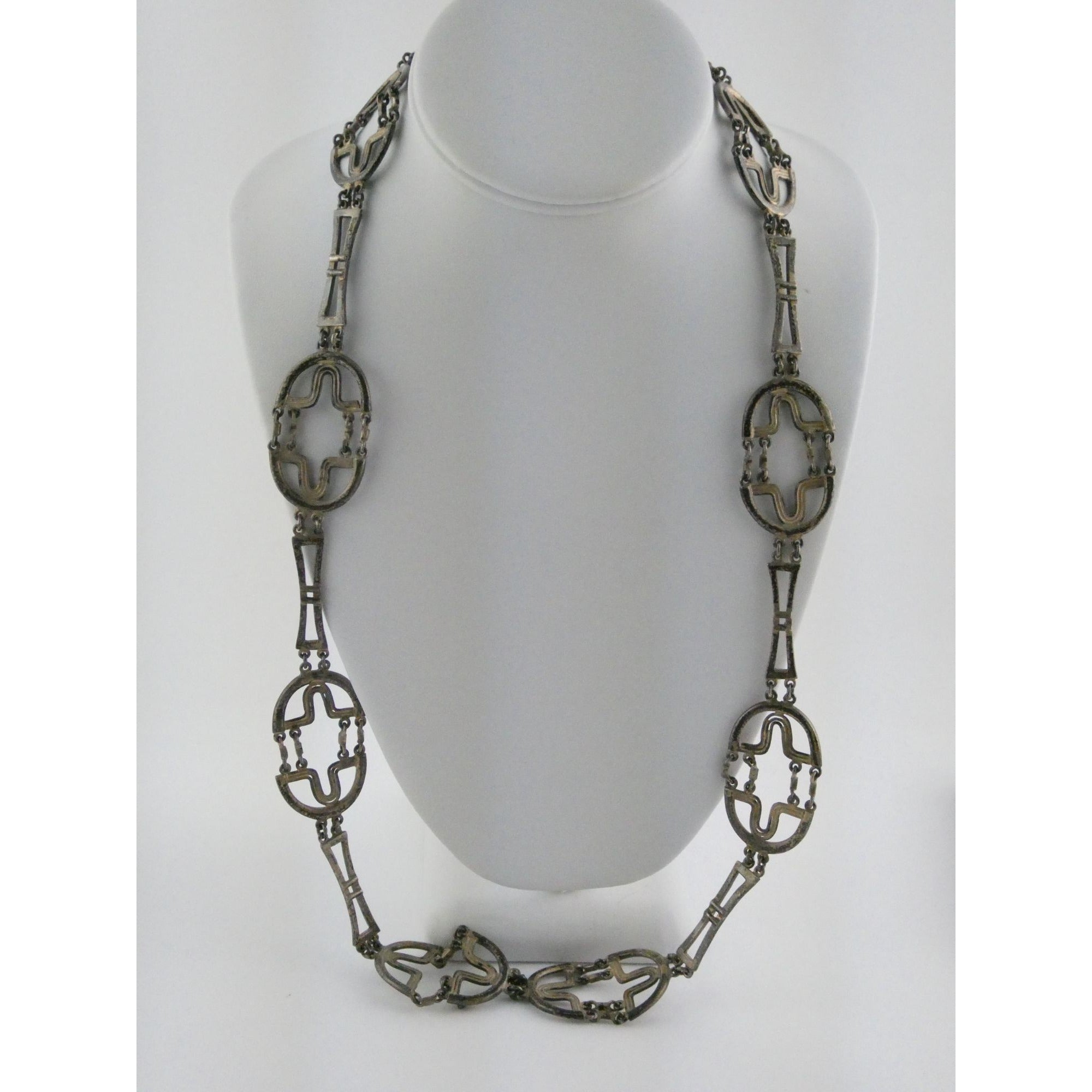 Erika Hult De Corral RIC Mexico Sterling Silver Geometric Statement Necklace 97g