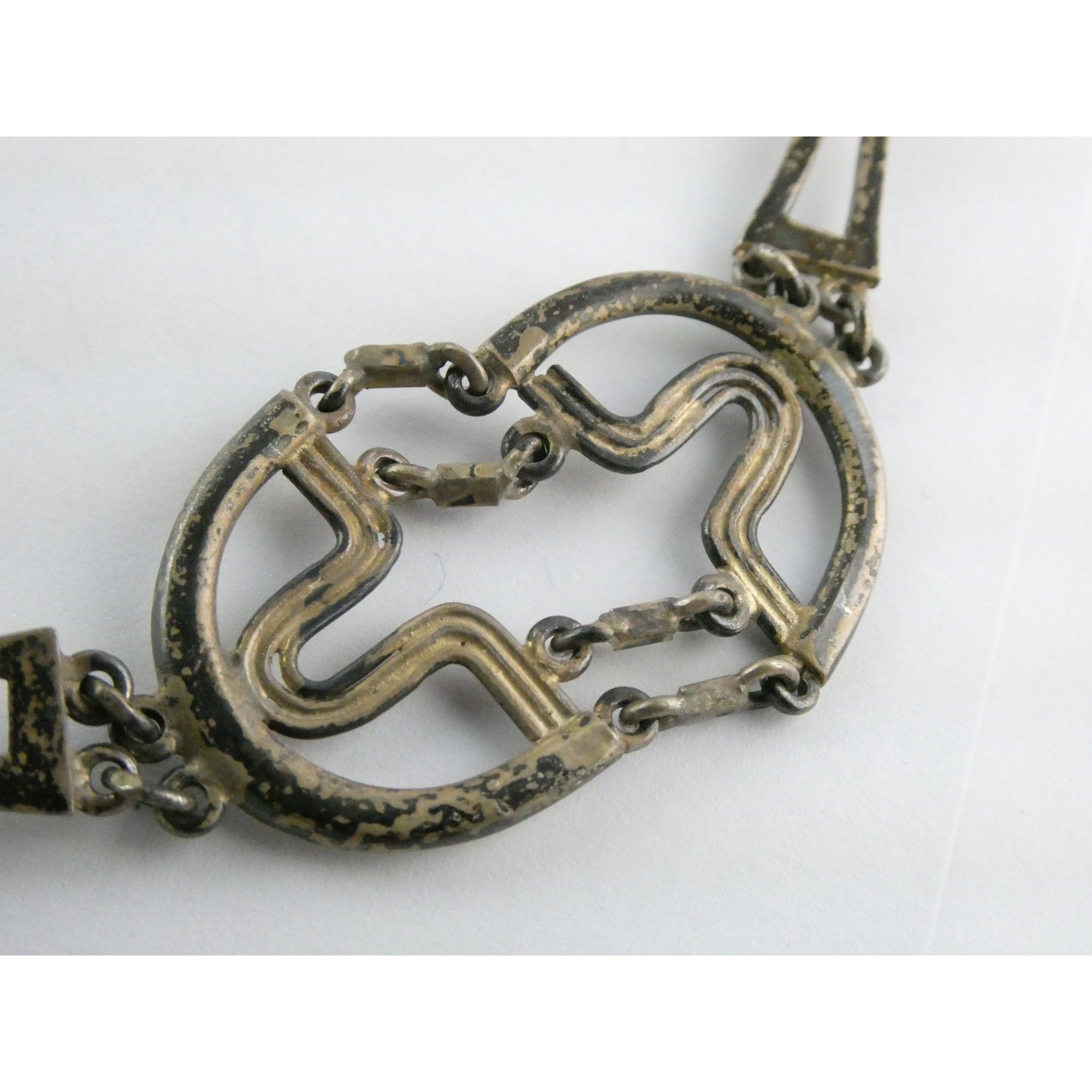 Erika Hult De Corral RIC Mexico Sterling Silver Geometric Statement Necklace 97g