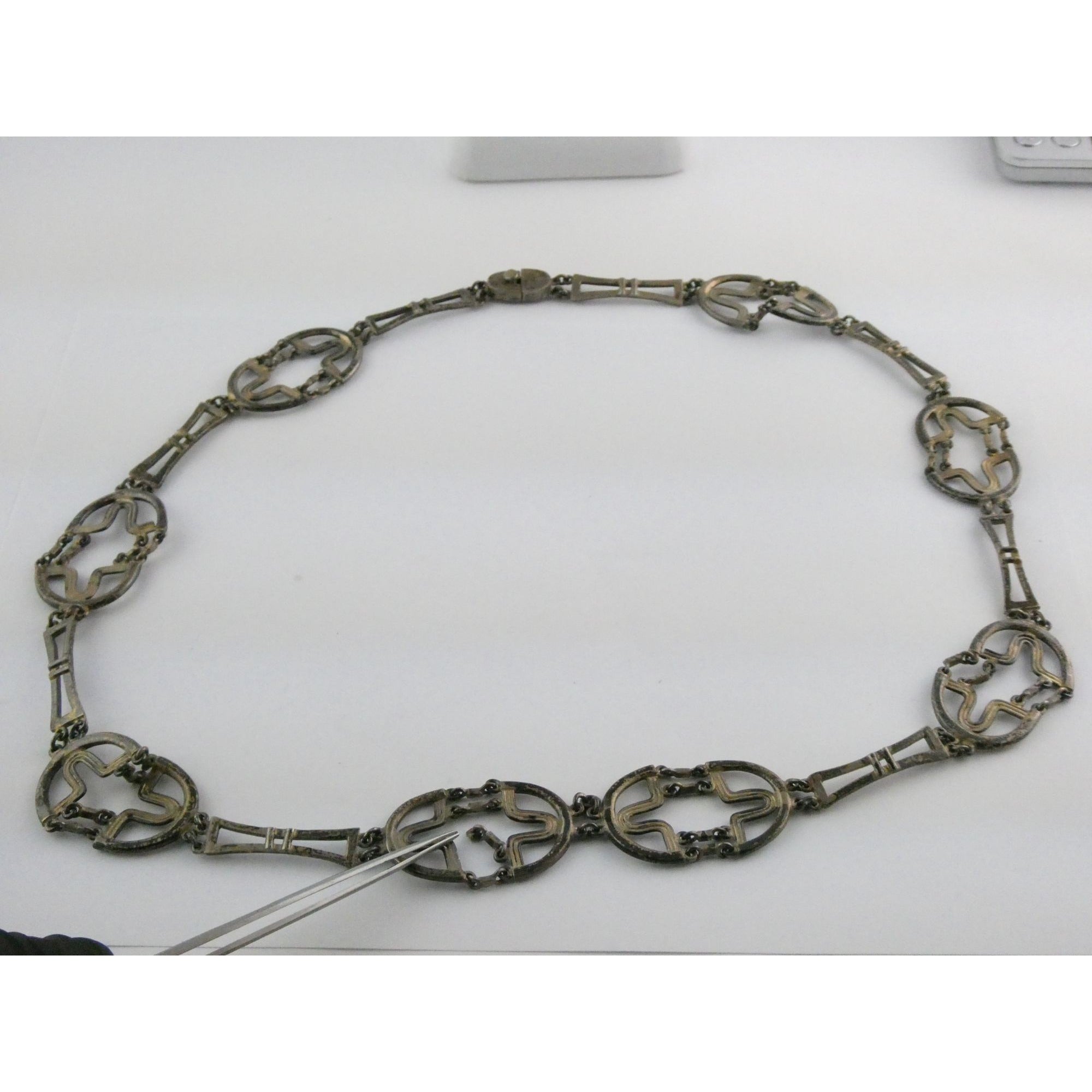 Erika Hult De Corral RIC Mexico Sterling Silver Geometric Statement Necklace 97g