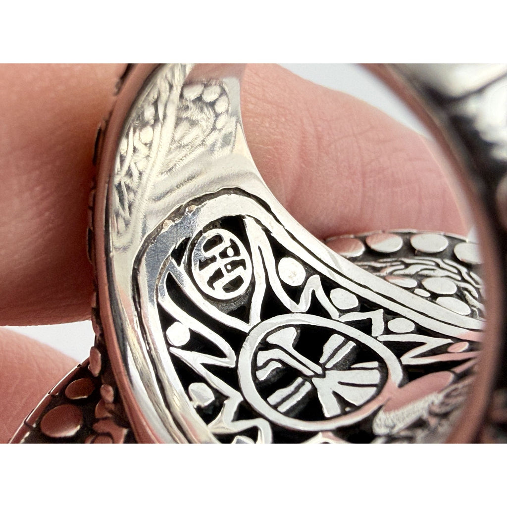 John Hardy 38mm Sterling Silver Dot Design Oval Shaped Ring Weighs 29g Size 7