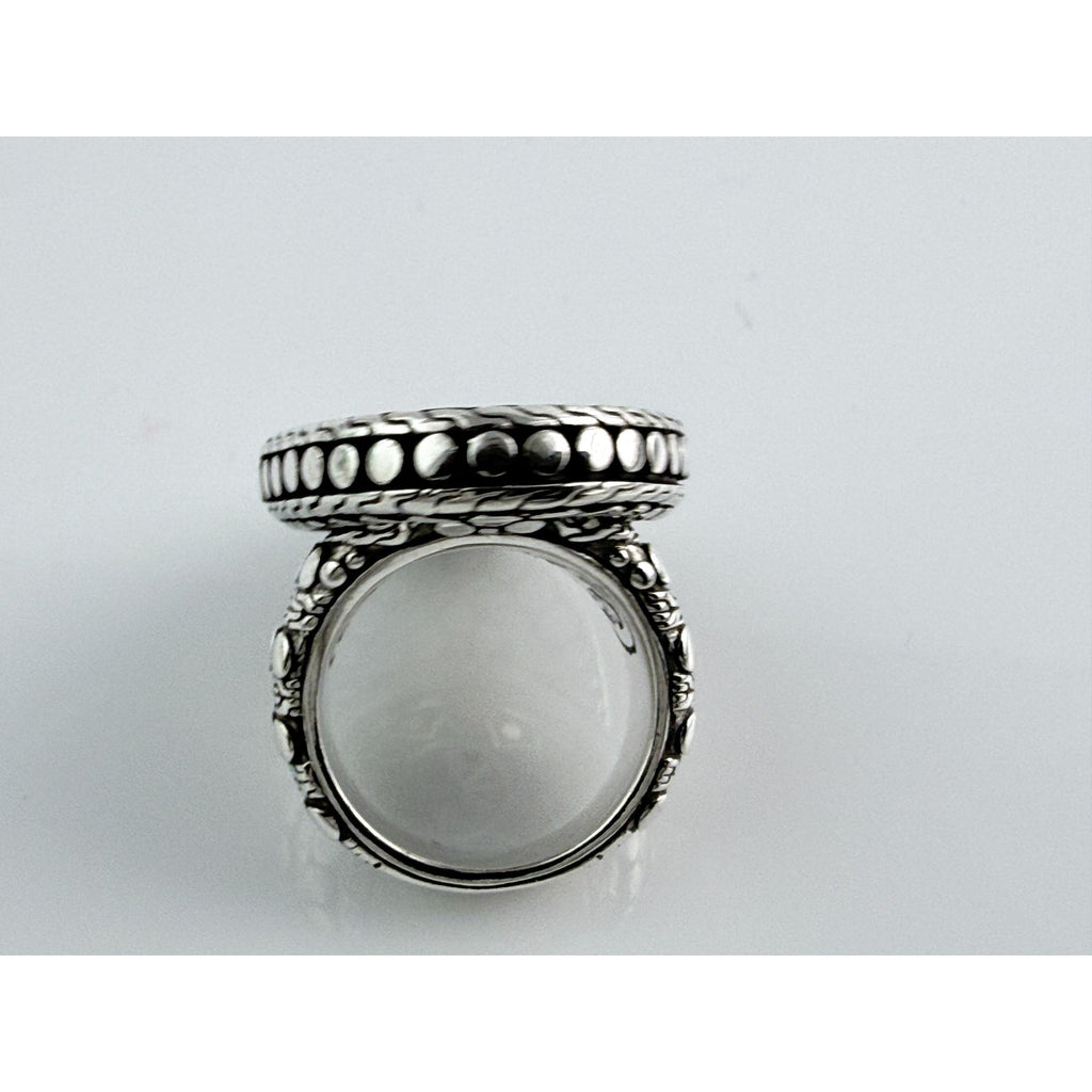 John Hardy 38mm Sterling Silver Dot Design Oval Shaped Ring Weighs 29g Size 7