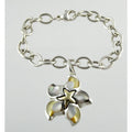 Asch Grossbardt 18k Yellow Gold and Sterling Silver Star Charm Bracelet 925 7 In
