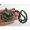 Artisan Sterling Silver Lepidolite Mica Snake and Garnet Beaded Pendant Necklace