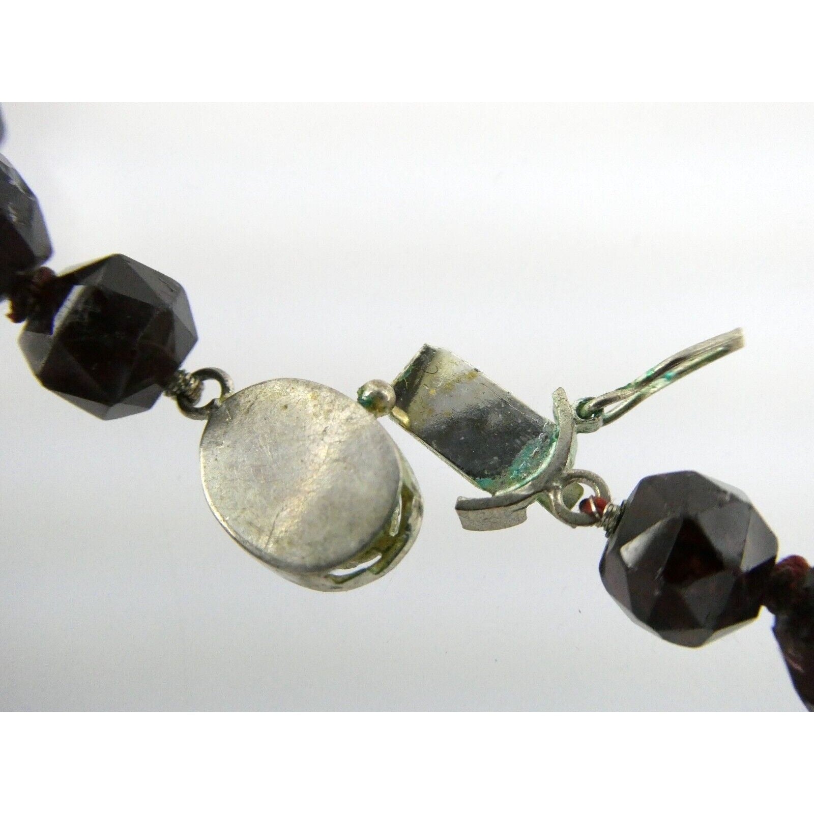 Artisan Sterling Silver Lepidolite Mica Snake and Garnet Beaded Pendant Necklace