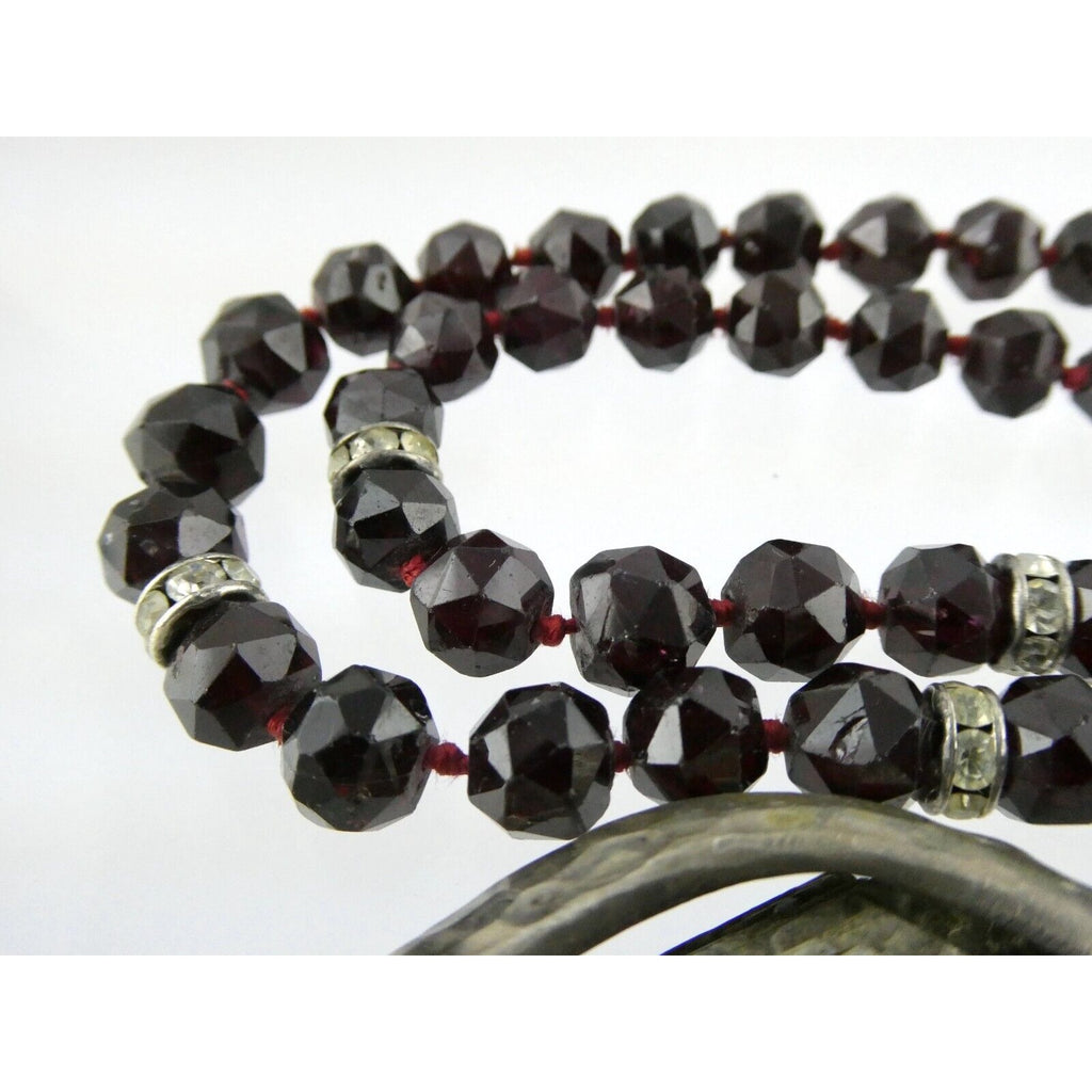 Artisan Sterling Silver Lepidolite Mica Snake and Garnet Beaded Pendant Necklace