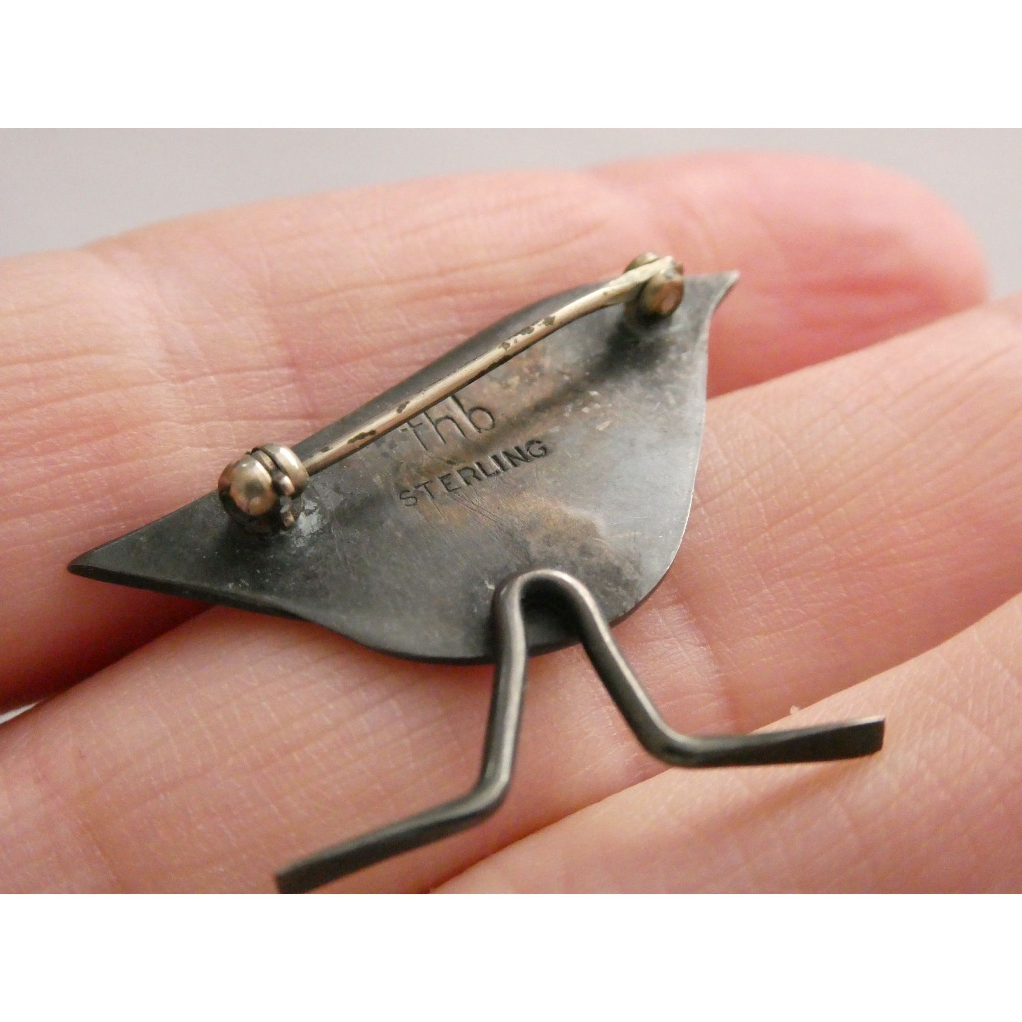 Vintage MCM Frances Holmes Boothby Sterling Silver Bird Pin FHB 4.3g 32mm Width