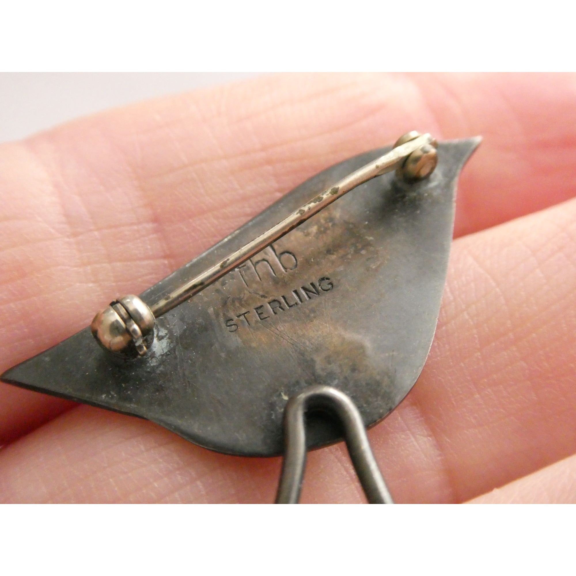 Vintage MCM Frances Holmes Boothby Sterling Silver Bird Pin FHB 4.3g 32mm Width