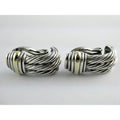David Yurman Triple Cable Sterling Silver and 14K Yellow Gold Earrings 15g 27mm
