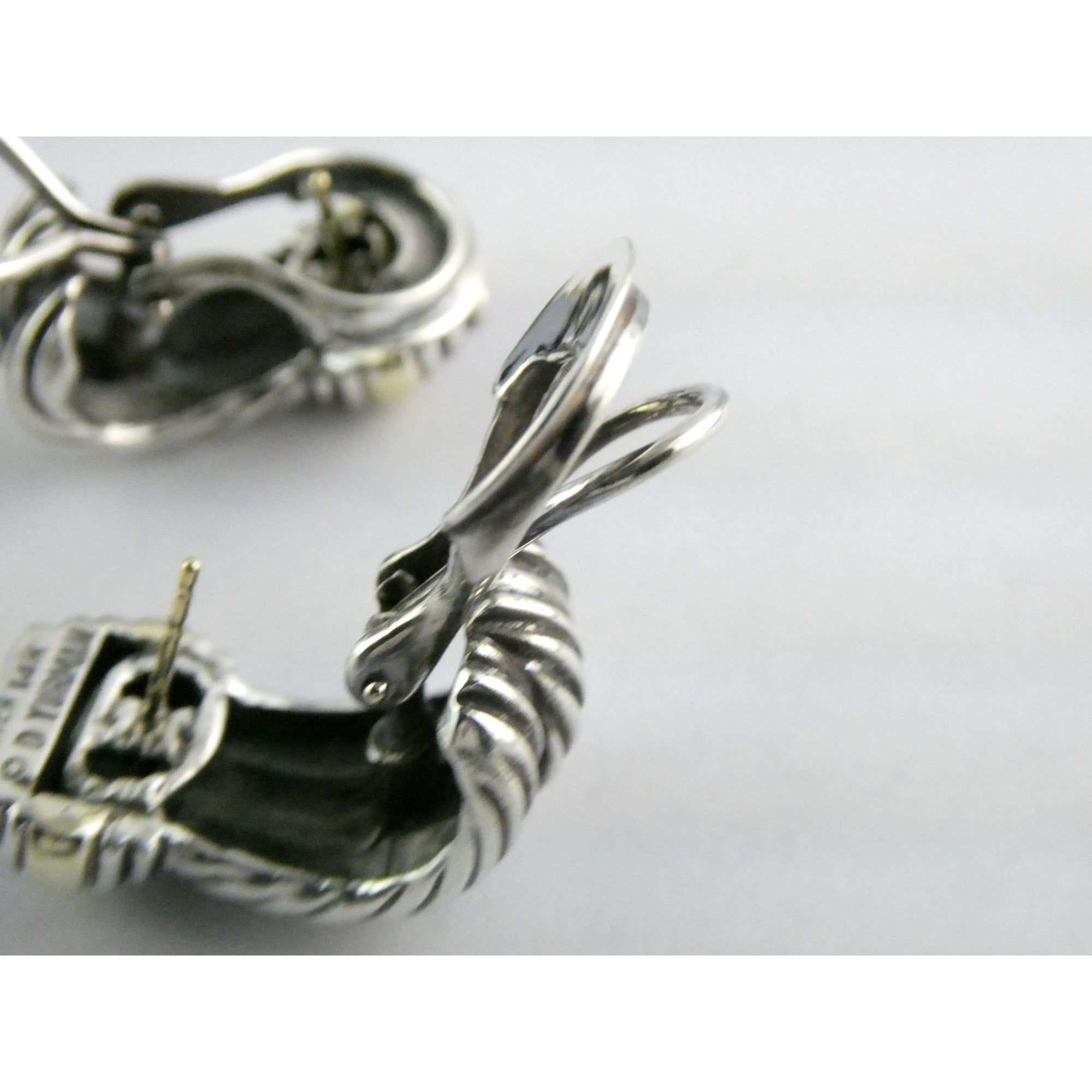 David Yurman Triple Cable Sterling Silver and 14K Yellow Gold Earrings 15g 27mm