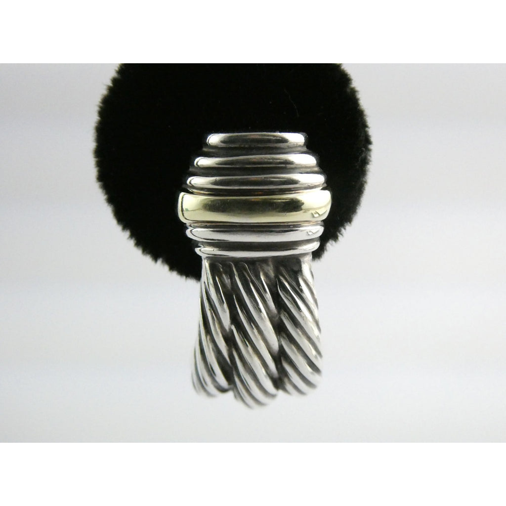 David Yurman Triple Cable Sterling Silver and 14K Yellow Gold Earrings 15g 27mm