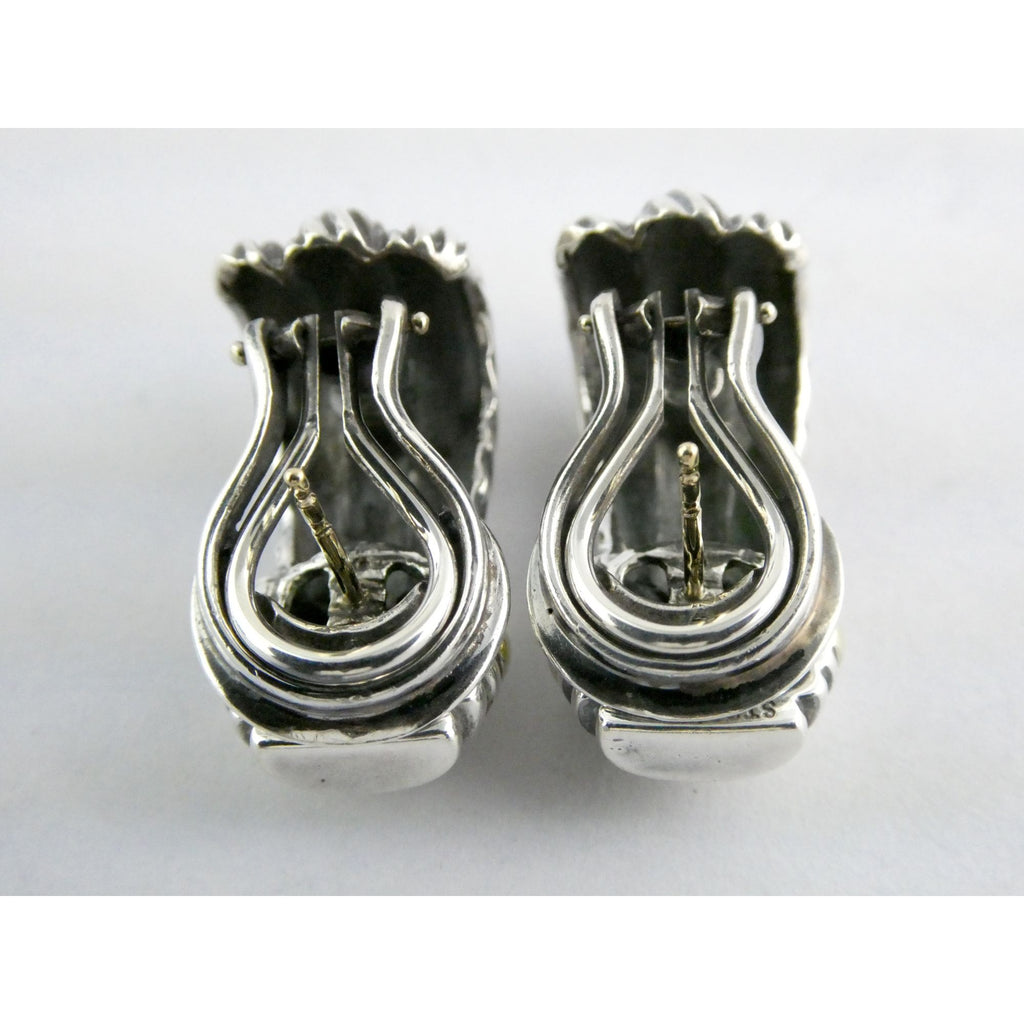 David Yurman Triple Cable Sterling Silver and 14K Yellow Gold Earrings 15g 27mm
